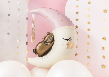 Preview: XXL Folienballon Figur - Teddybär auf dem Mond - 80cm x 98cm